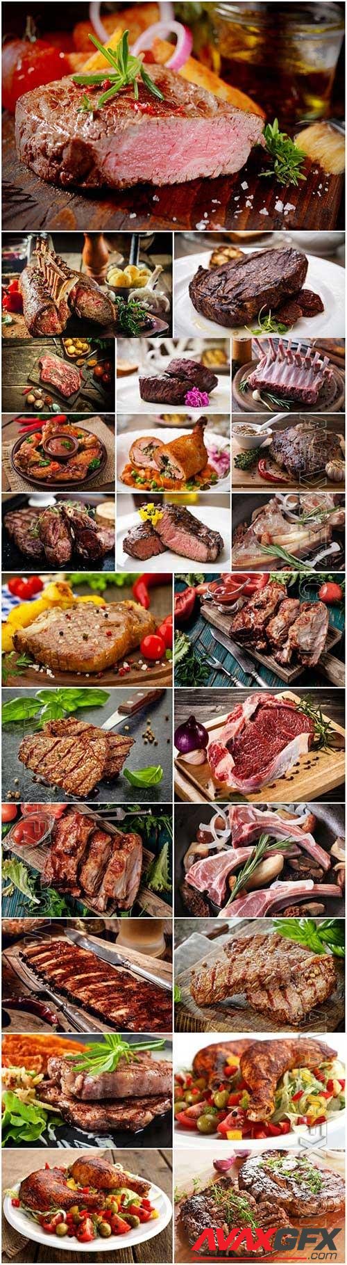 Grilled meat, fresh meat stock photo