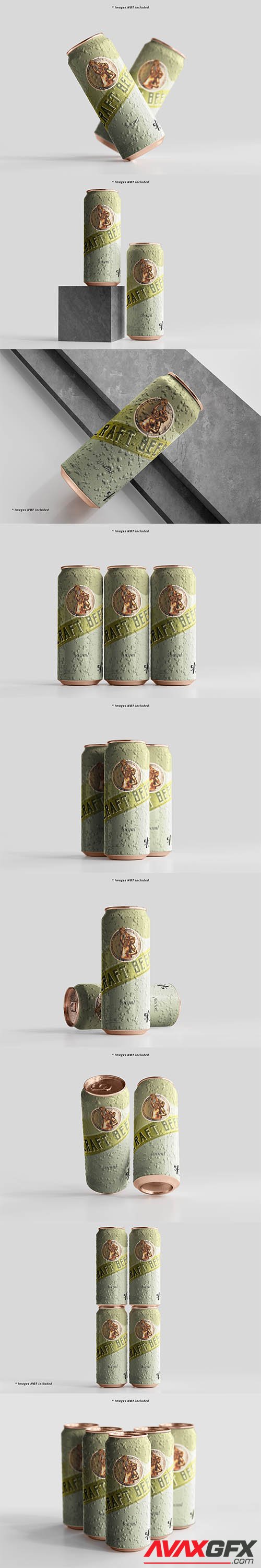 Large sleek beer can mockup PSD