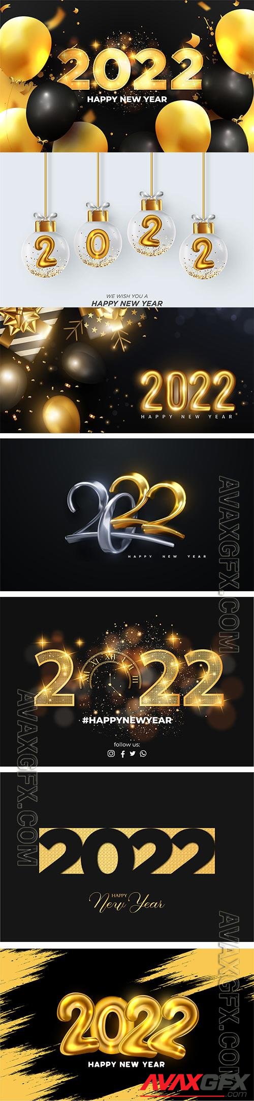 2022 number made by sparkle lights with golden swirl ribbons on black background for happy new year concept