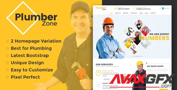 ThemeForest - Plumber Zone v1.1.1 - Plumbing Repair Construction HTML Template - 15187518