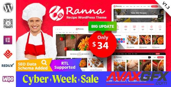 ThemeForest - Ranna v1.4.1 - Food & Recipe WordPress Theme + RTL - 25157340 - NULLED