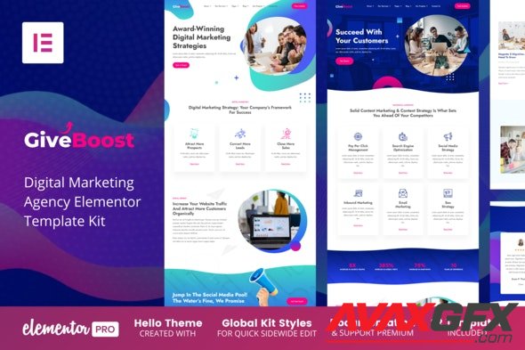 ThemeForest - Give Boost v1.0.0 - Digital Marketing Agency Elementor Template Kit - 34851175