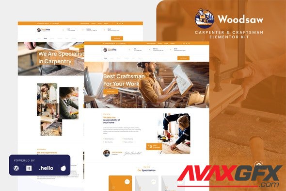 ThemeForest - Woodsaw v1.0.0 - Carpenter & Craftsman Elementor Template Kit - 34831600