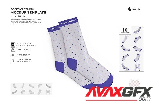 Socks Mockup Clothing Template Bundle - 1709277