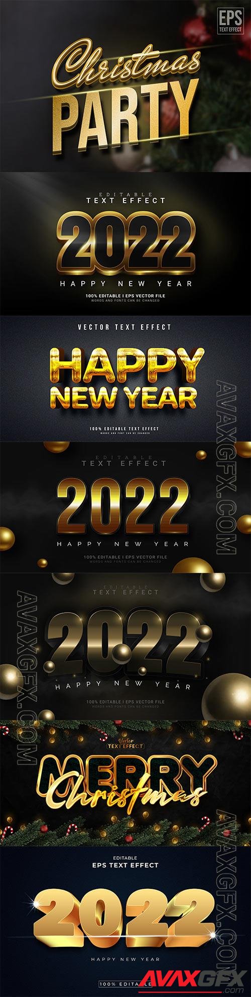 2022 New year and christmas editable text effect vector vol 31