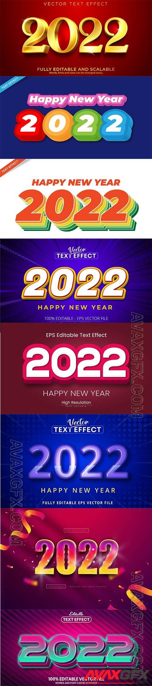 2022 New year and christmas editable text effect vector vol 36