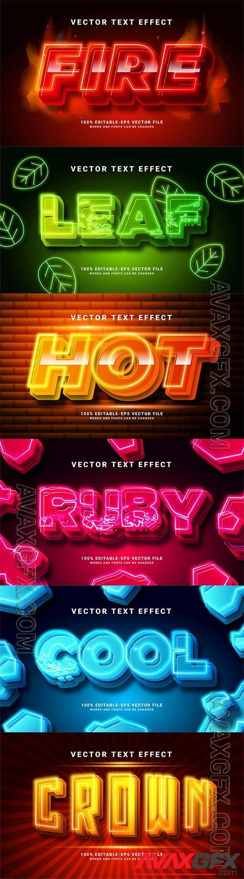 Set 3d editable text style effect vector vol 221