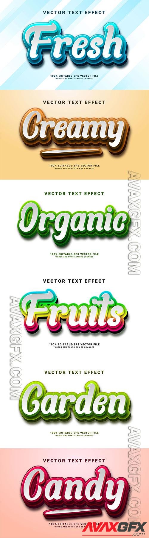 Set 3d editable text style effect vector vol 220