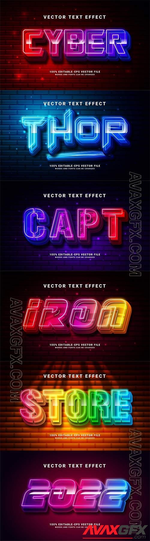 Set 3d editable text style effect vector vol 217
