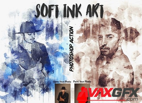 Soft Ink Art Photoshop Action - 6693649