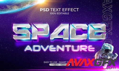 Space adventure neon text effect psd