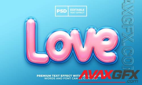 Love pink blue 3d editable text effect premium psd