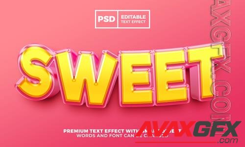 Sweet 3d editable text effect premium psd