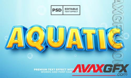 Aquatic cartoon 3d editable text effect premium psd