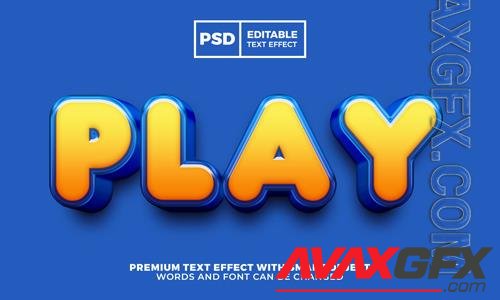 Play 3d editable text effect premium psd