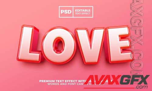 Love 3d editable text effect premium psd