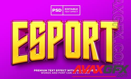 Esport team yellow purple logo template 3d editable text effect premium psd