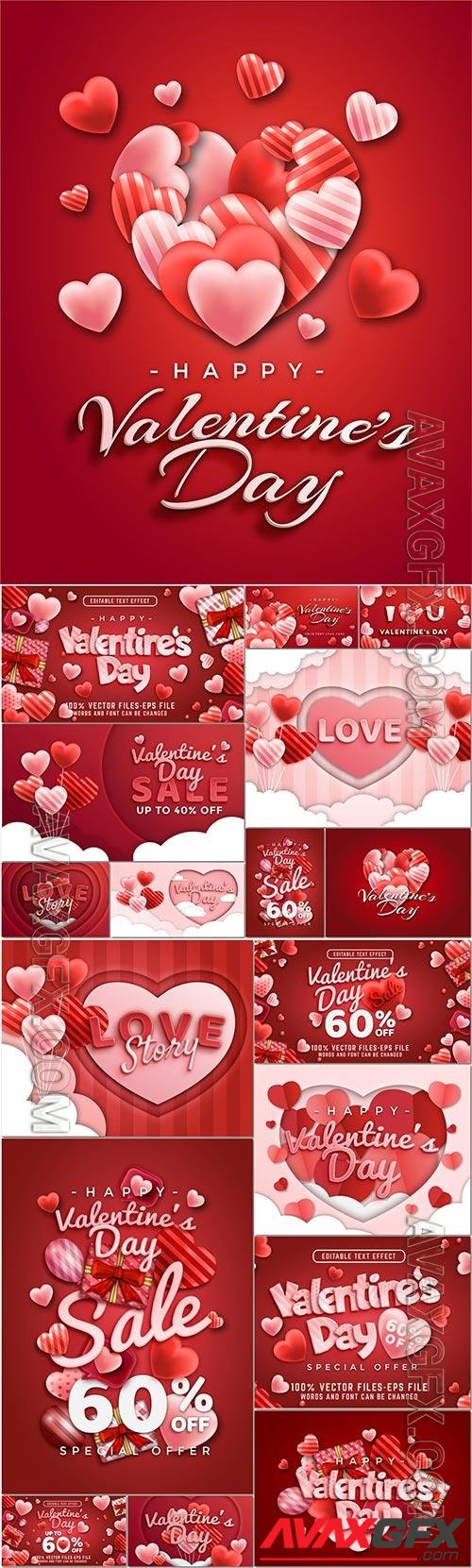 Lovely happy valentines day background with hearts premium vector