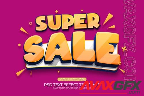 Super sale 3d text effect custom template with red and yellow orange color background premium psd