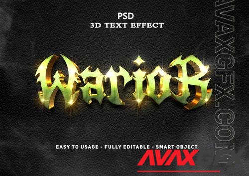 3d warior text style effect premium psd