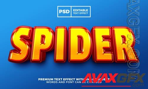Spider super hero 3d editable text effect style premium psd