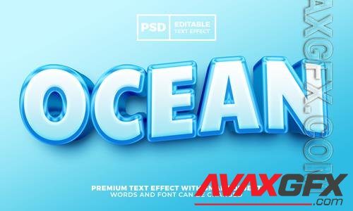 Ocean aquatic cartoon 3d editable text effect premium psd