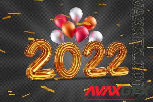 Happy new years 2022 with 3d gold text effect psd design