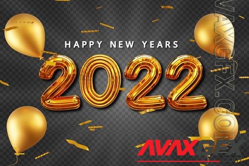 2022 Happy new years with 3d gold text effect psd