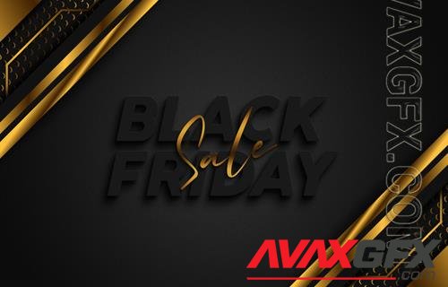 Black friday 3d abstract golden text effects banner psd