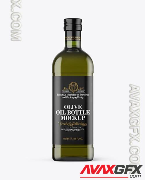 Green Glass Olive Oil Bottle Mockup 48422