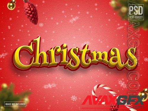 Christmas text effect editable template with red and yellow color psd