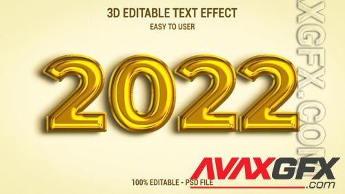 3d 2022 text effect template with gold color luxury premium psd