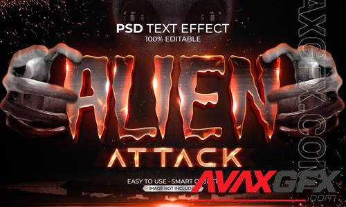 Alien attack text effect psd