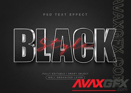 3d black style text effect psd