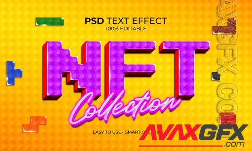 Nft block collection text effect psd