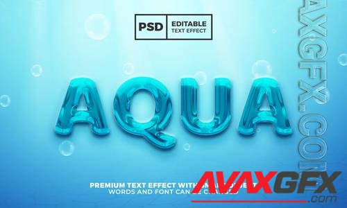 Aqua mater 3d editable text effect psd