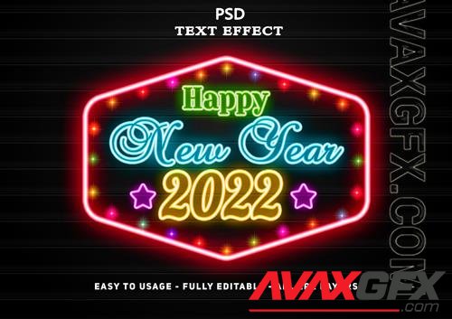 2022 happy new year neon text effect psd