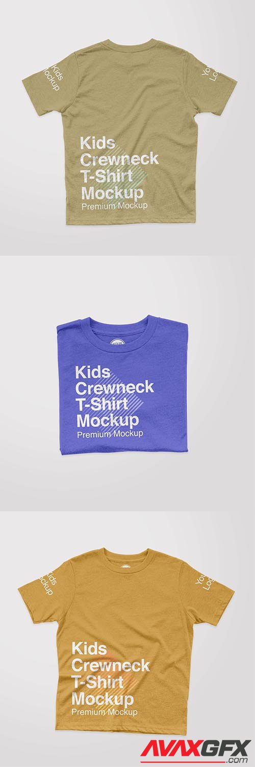 Kids heather texture crewneck tshirt front mockup