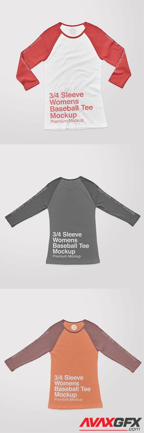 Womens sleeve baseball tee front mockup