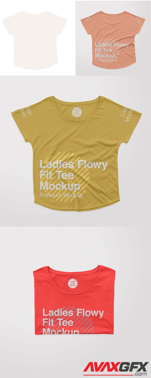 Ladies flowy fit tee folded mockup