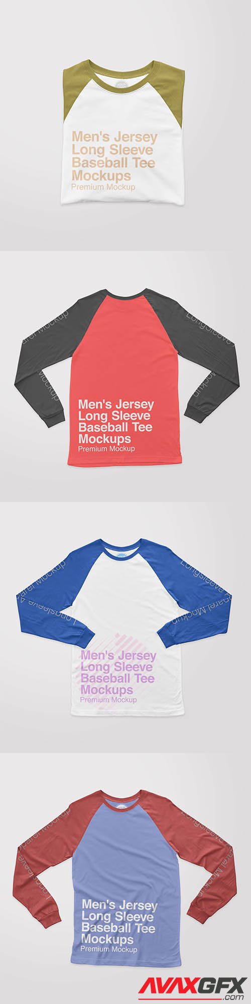 Mens jersey longsleeve baseball tee front mockup