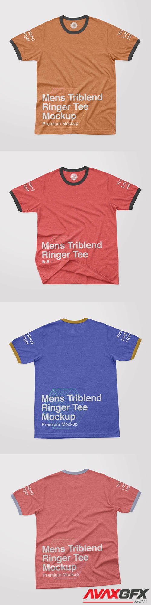 Mens triblend ringer tee front mockup