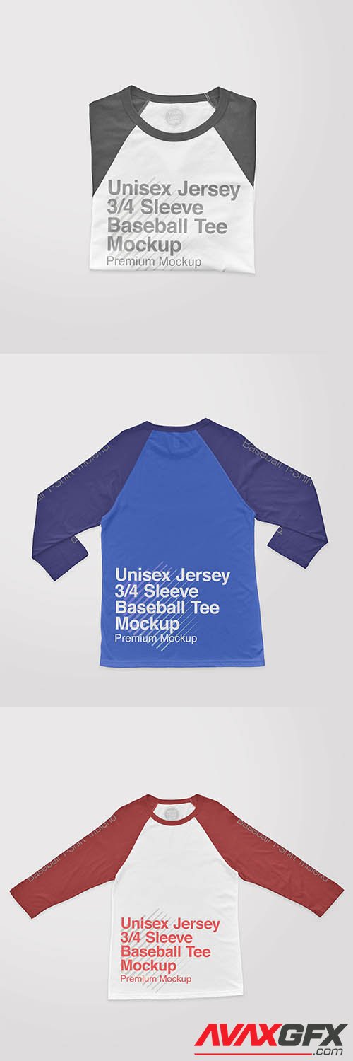 Unisex jersey sleeve baseball tee front mockup