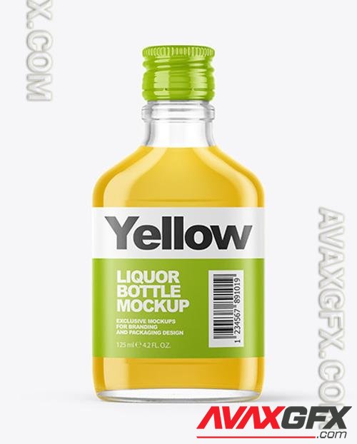 Clear Glass Bottle with Liquor Mockup 46607