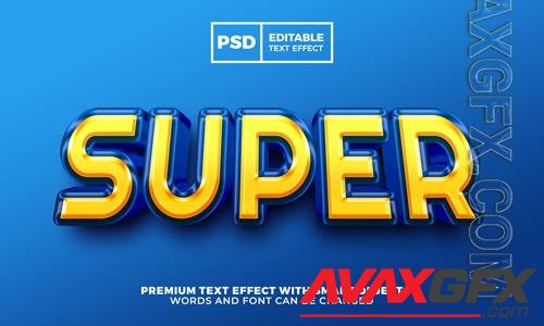 Super hero 3d editable text effect style premium psd