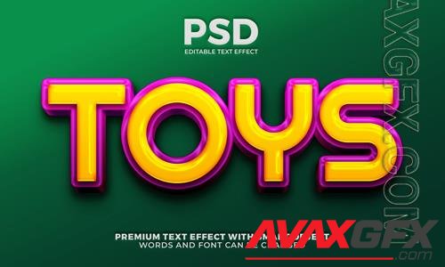 Toys kids 3d editable text effect premium psd