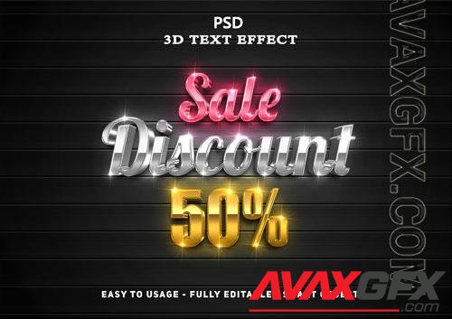 3d sale discount text style effect psd