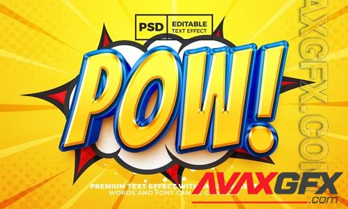 Pow comic cartoon 3d editable text effect style premium psd