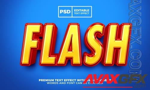 Flash hero comic cartoon 3d editable text effect premium psd