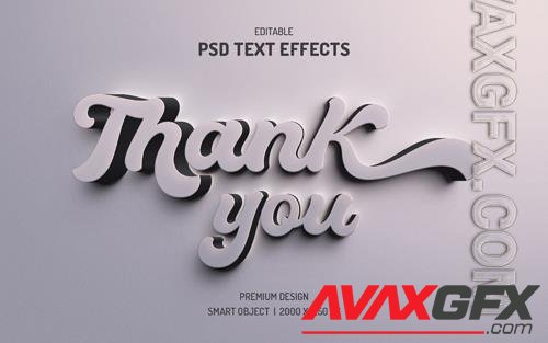 Editable 3d thank you text effect psd